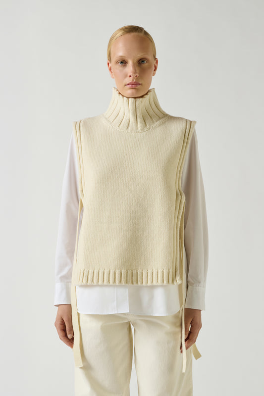 Pull Or - Ecru - Laine - Femme