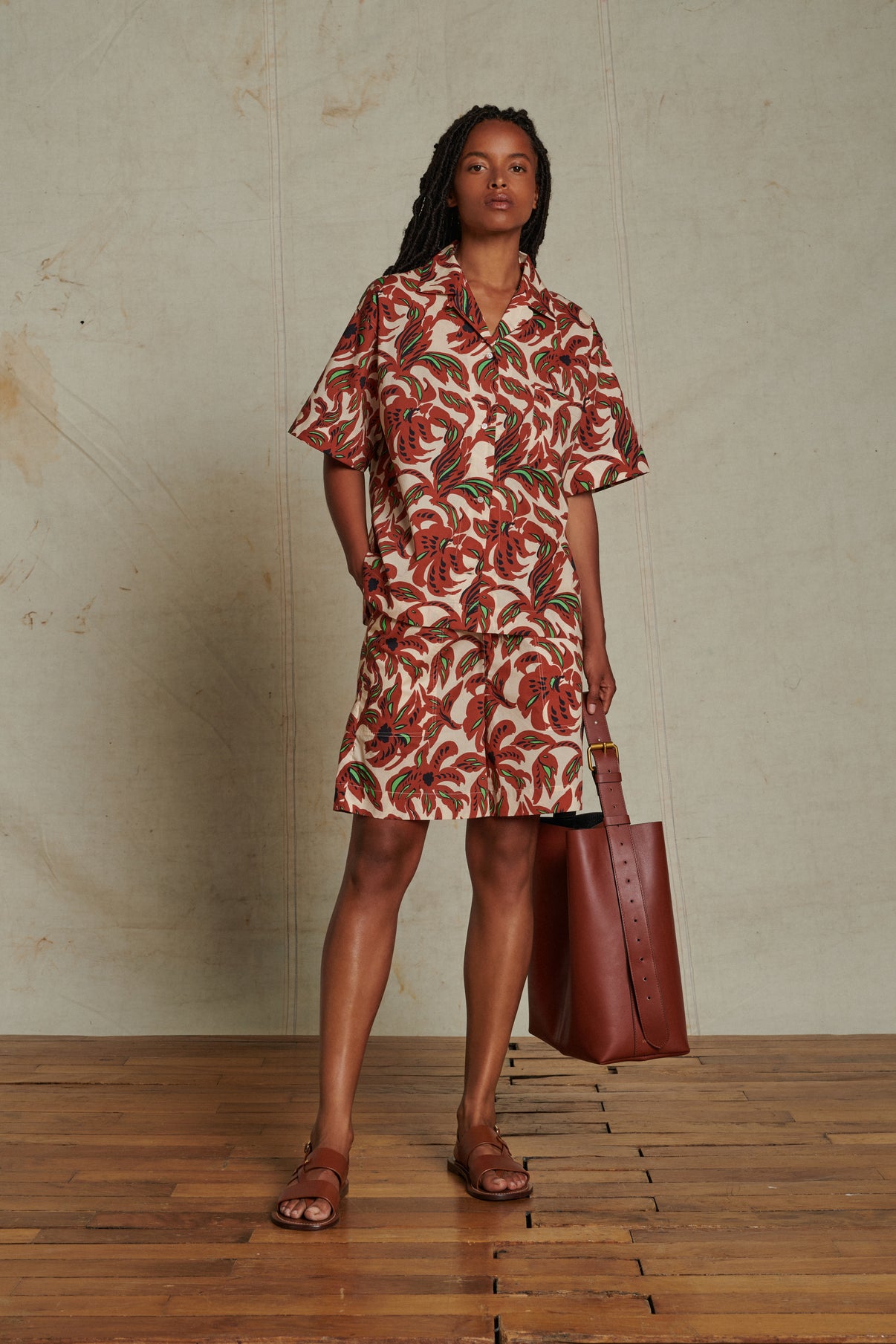 Short Acapulco - Terre Battue/Vert - Coton - Femme vue 1