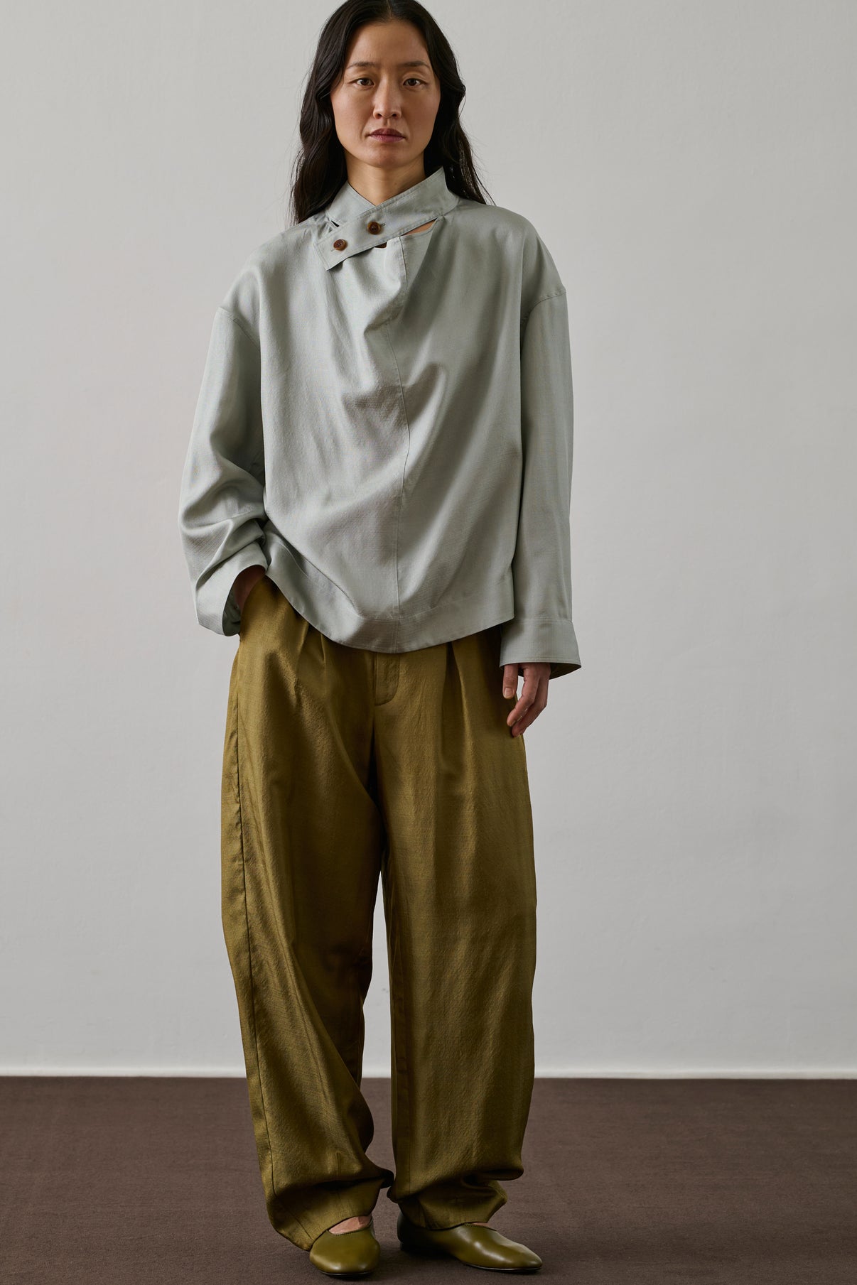 Pantalon Baptiste - Sable - Soie - Femme vue 1