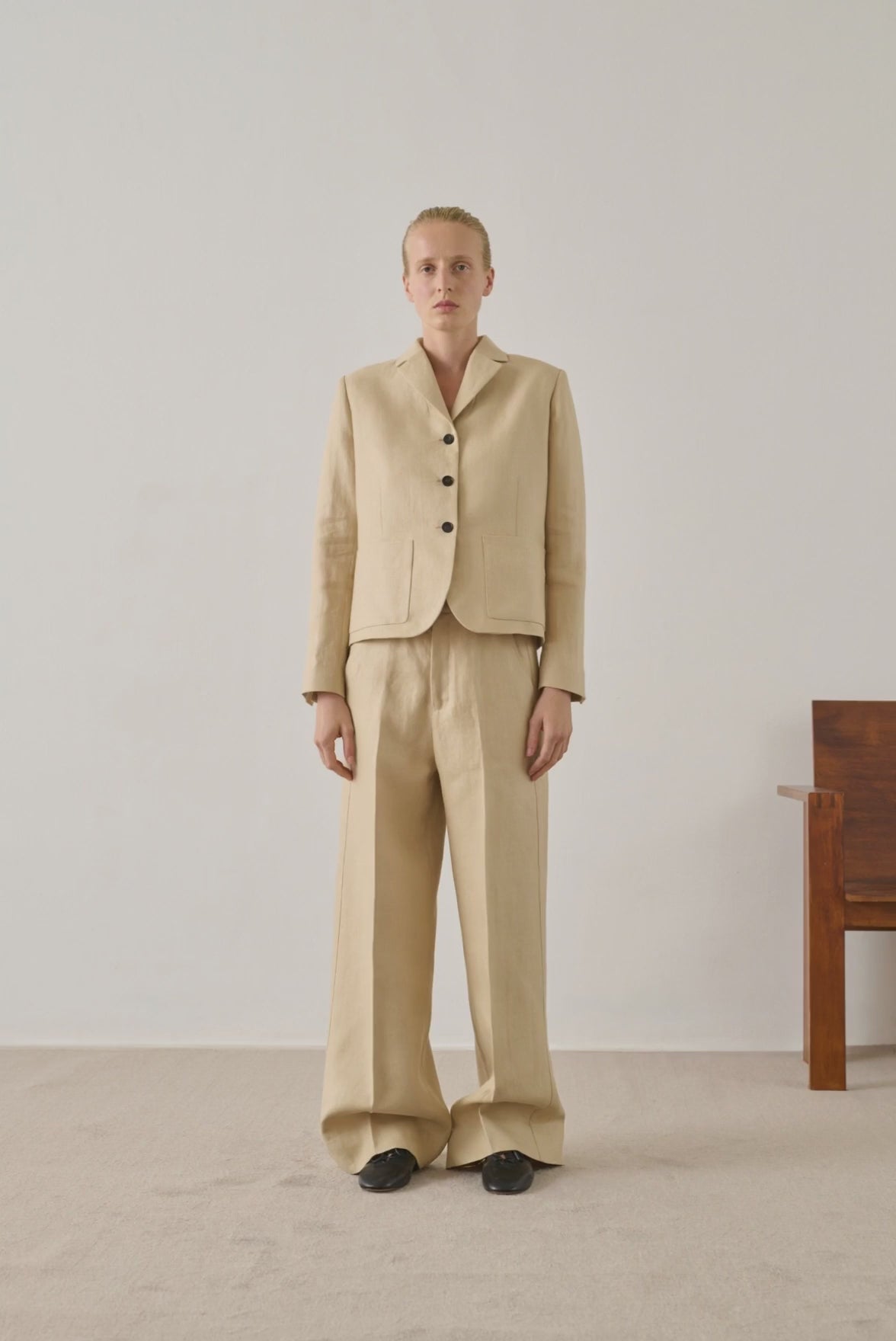 Pantalon Hippolyte - Beige Poudre - Lin - Femme